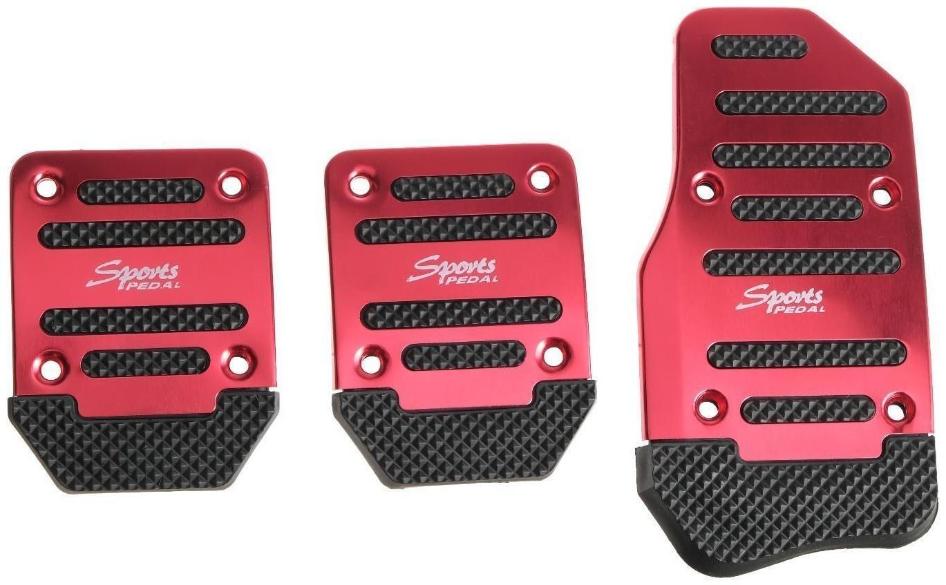 Накладки на педали Cartage, антискользящие, красный, набор 3 шт