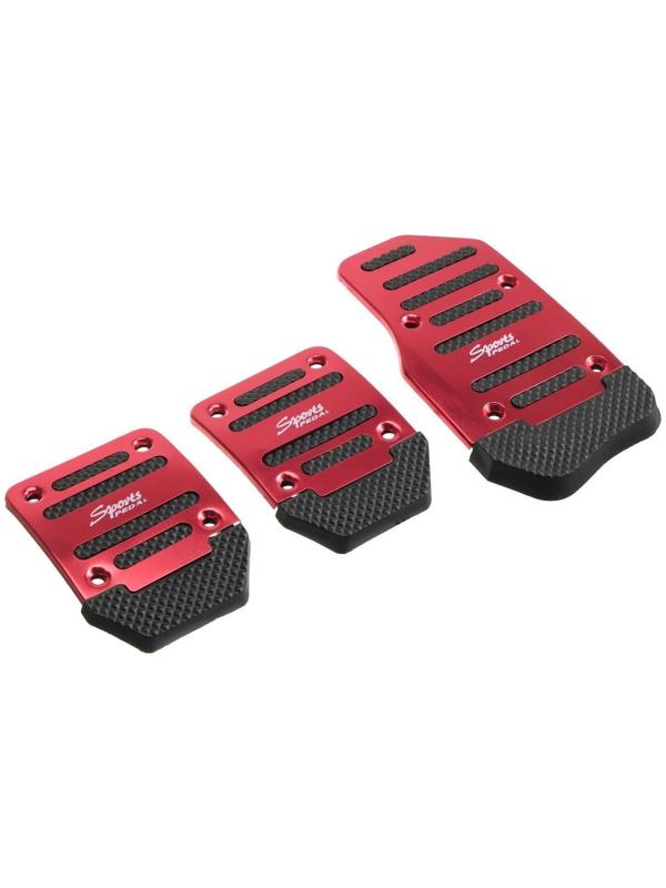 Накладки на педали Cartage, антискользящие, красный, набор 3 шт