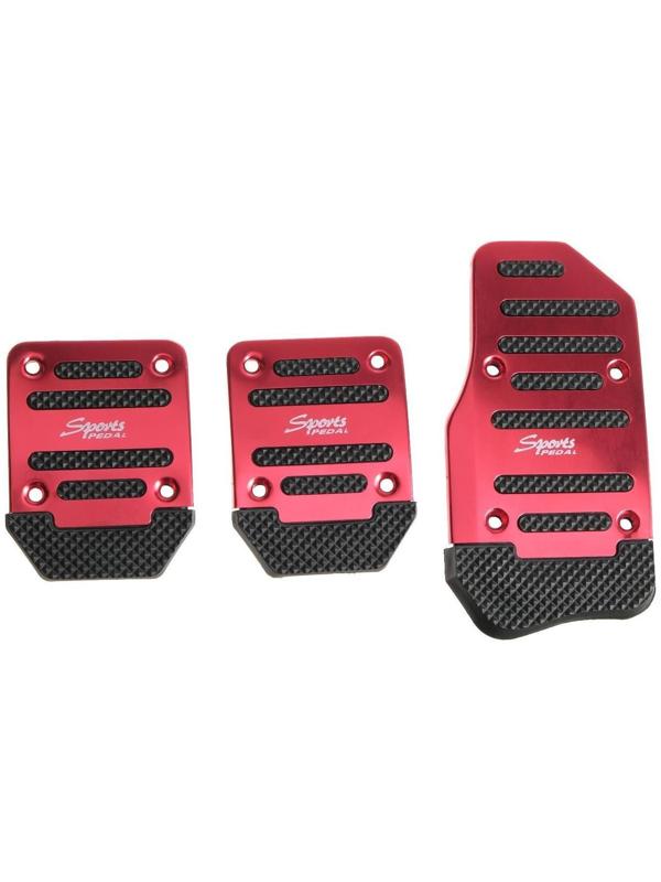 Накладки на педали Cartage, антискользящие, красный, набор 3 шт