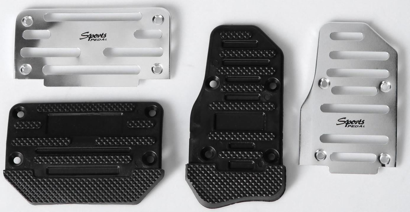 Накладки на педали Cartage, антискользящие, хром, набор 2 шт