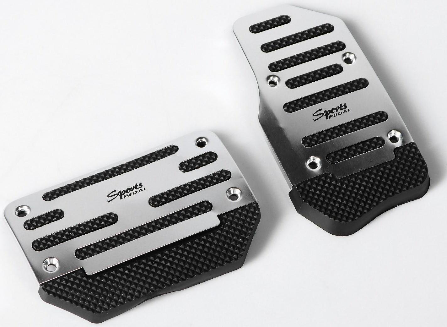 Накладки на педали Cartage, антискользящие, хром, набор 2 шт