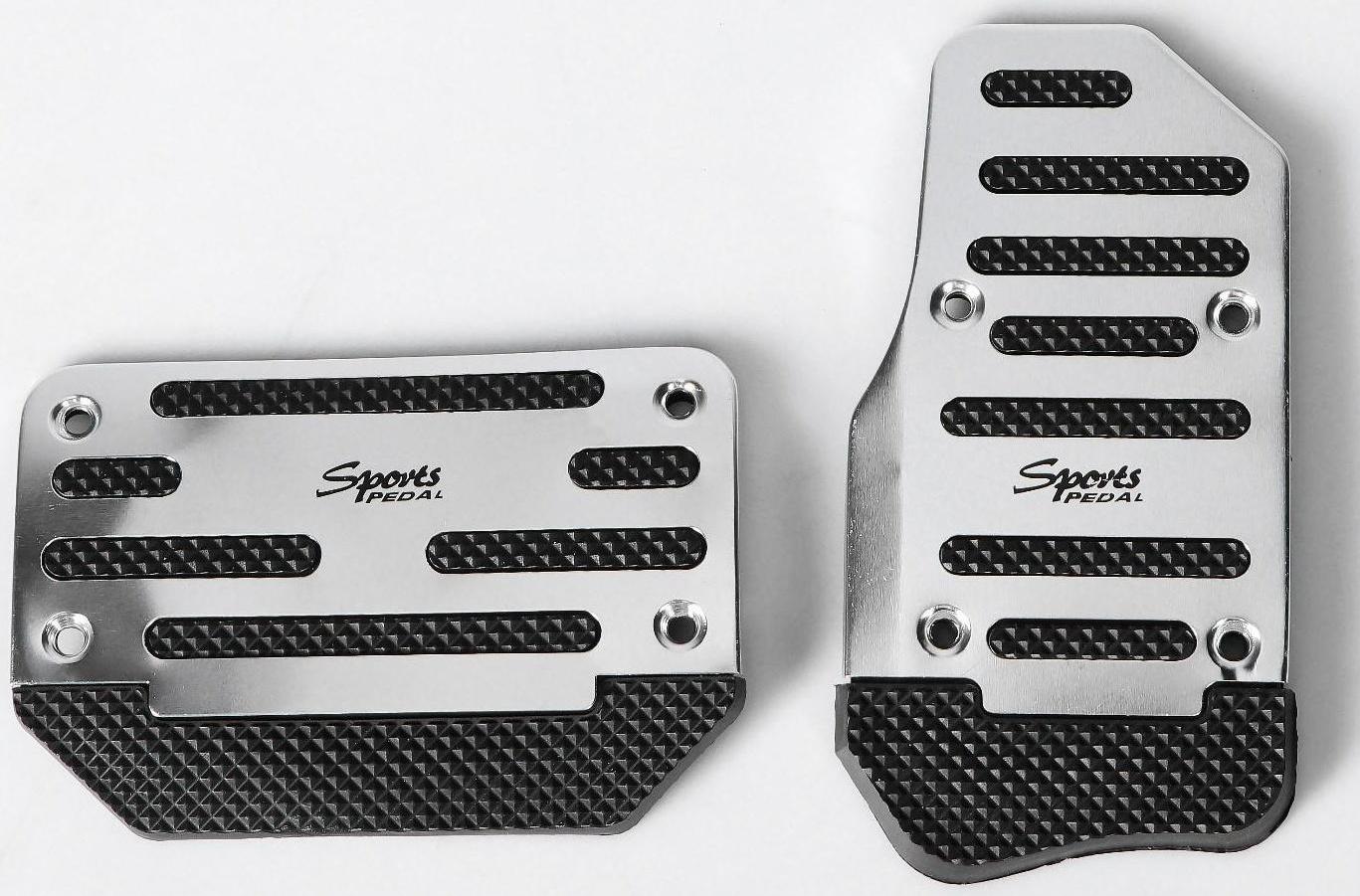 Накладки на педали Cartage, антискользящие, хром, набор 2 шт