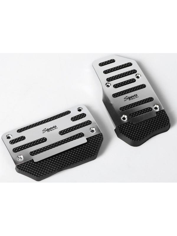 Накладки на педали Cartage, антискользящие, хром, набор 2 шт