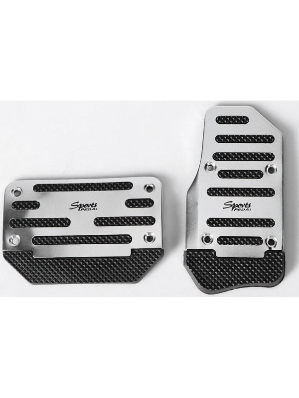 Накладки на педали Cartage, антискользящие, хром, набор 2 шт