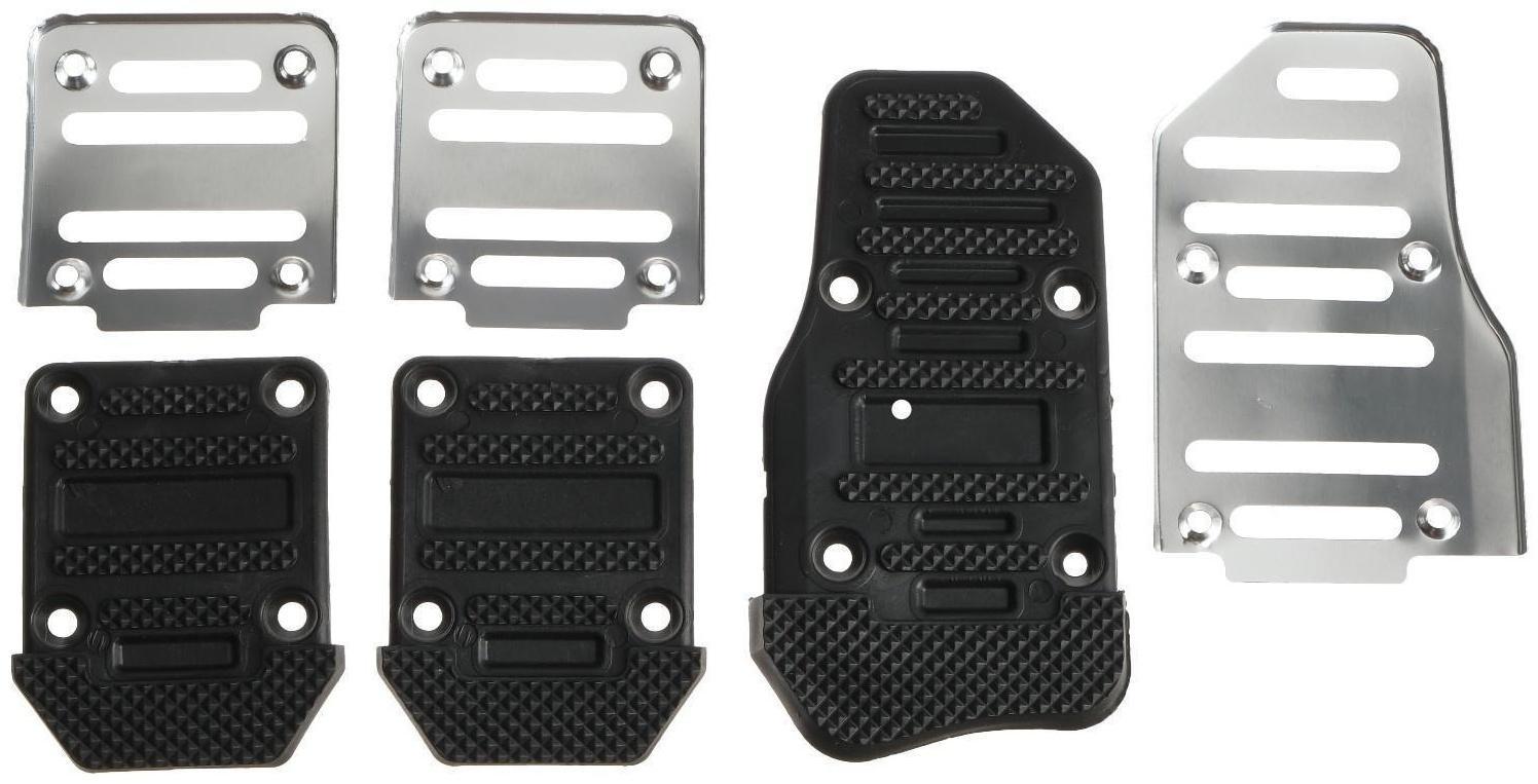 Накладки на педали Cartage, антискользящие, хром, набор 3 шт