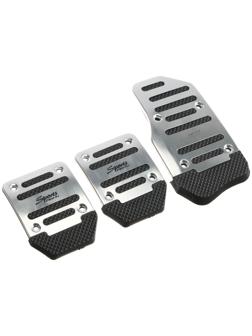 Накладки на педали Cartage, антискользящие, хром, набор 3 шт