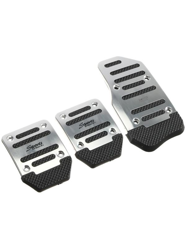 Накладки на педали Cartage, антискользящие, хром, набор 3 шт