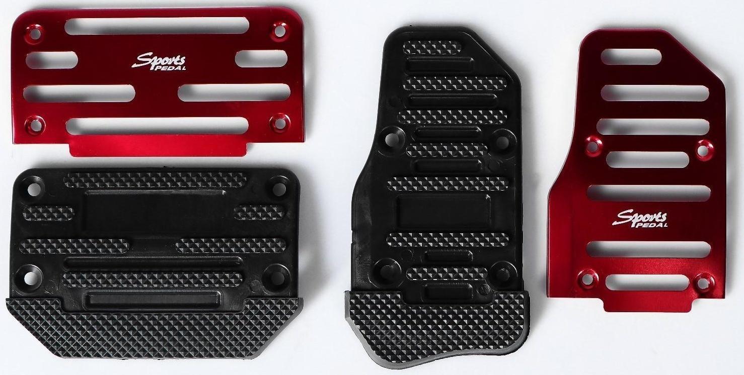 Накладки на педали Cartage, антискользящие, красный, набор 2 шт