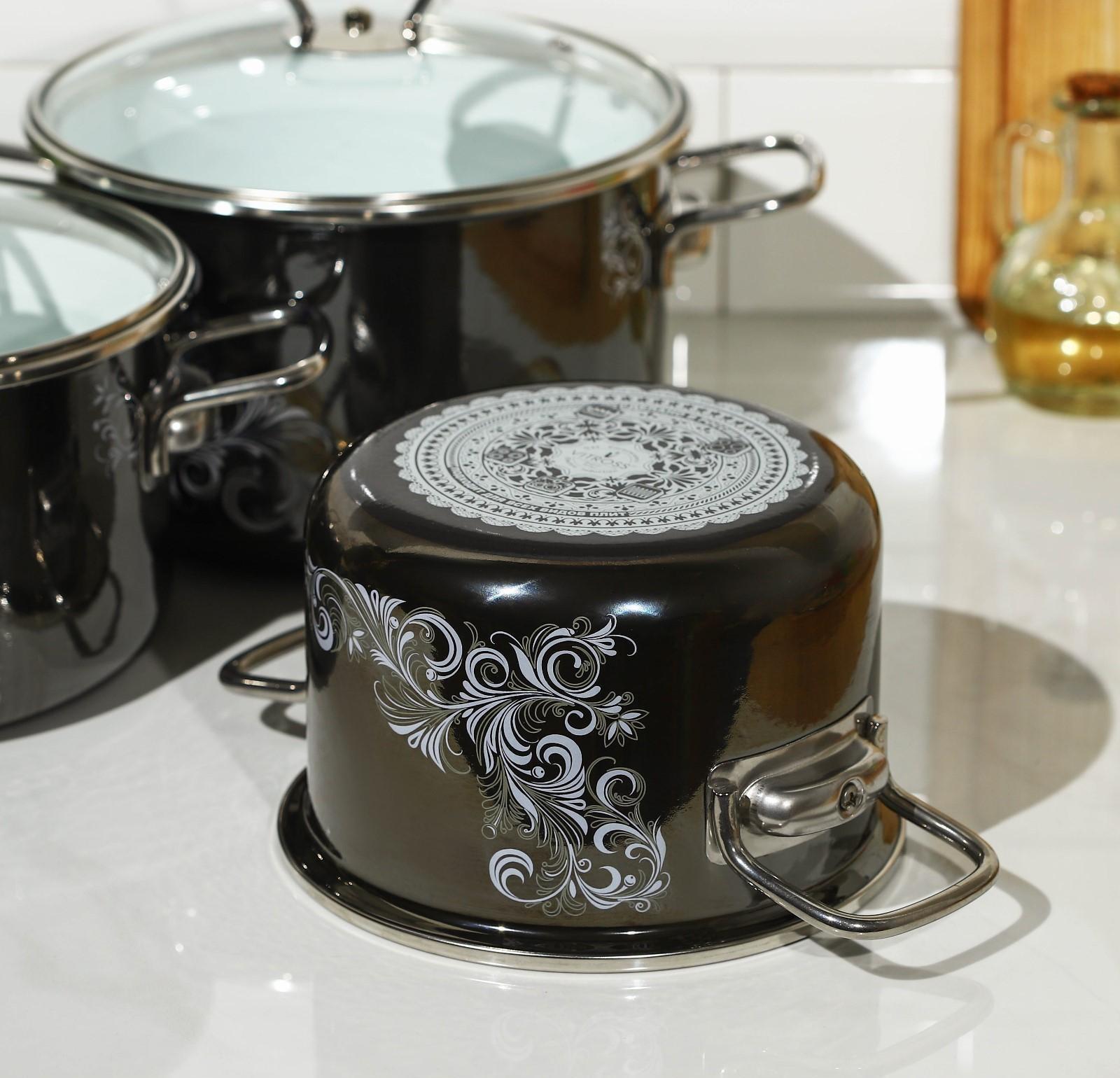 Набор кастрюль Iseberg, 3 предмета: 2 л, 3 л, 4 л, цвет чёрный