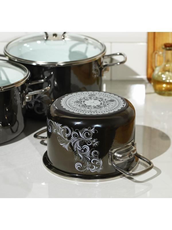 Набор кастрюль Iseberg, 3 предмета: 2 л, 3 л, 4 л, цвет чёрный