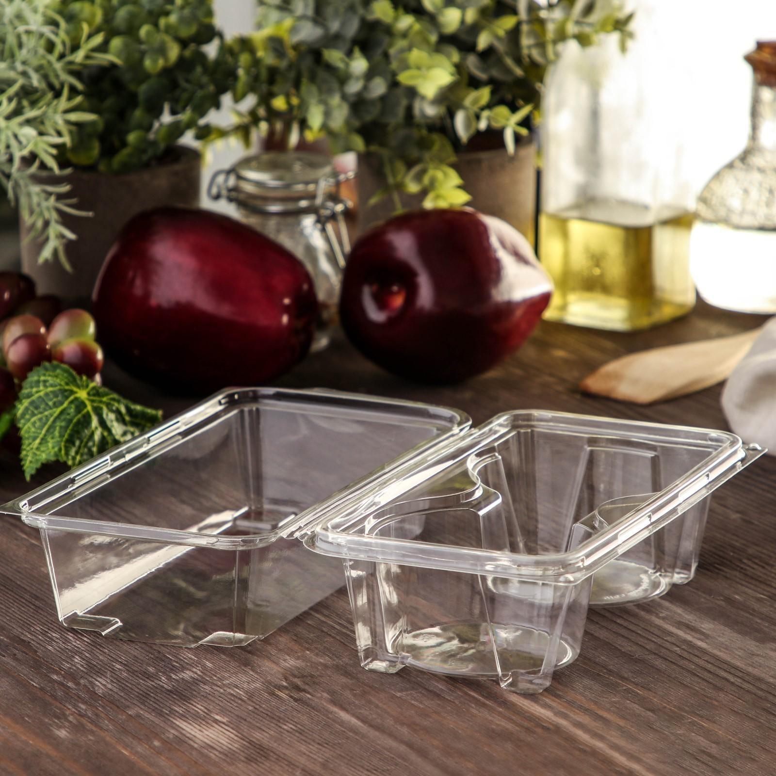 Контейнер одноразовый с неразъёмной крышкой ПР-ПК62С2 на 2 кекса, 18,8×13,8 см, 200 шт/уп