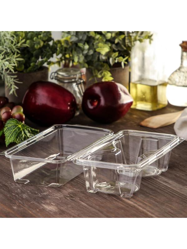 Контейнер одноразовый с неразъёмной крышкой ПР-ПК62С2 на 2 кекса, 18,8×13,8 см, 200 шт/уп