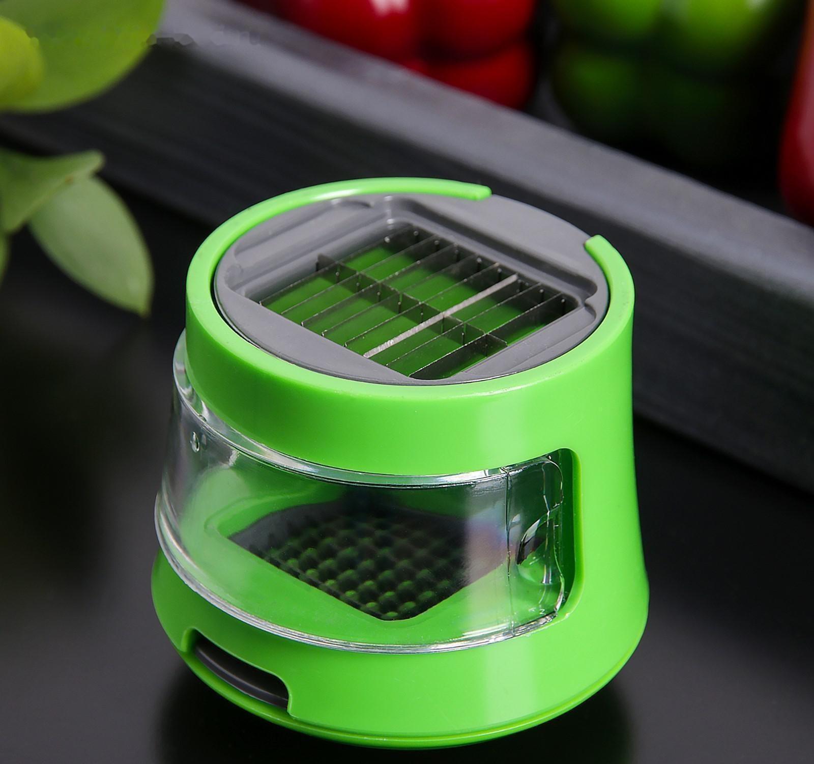 Приспособление для нарезки чеснока «Прино», 2 насадки, 7,5×7,5×6 см, цвет зелёный