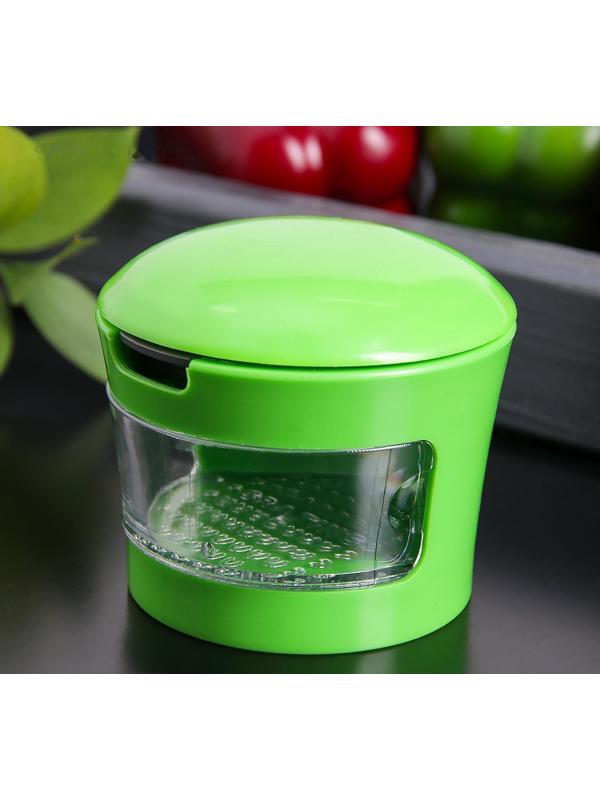 Приспособление для нарезки чеснока «Прино», 2 насадки, 7,5×7,5×6 см, цвет зелёный