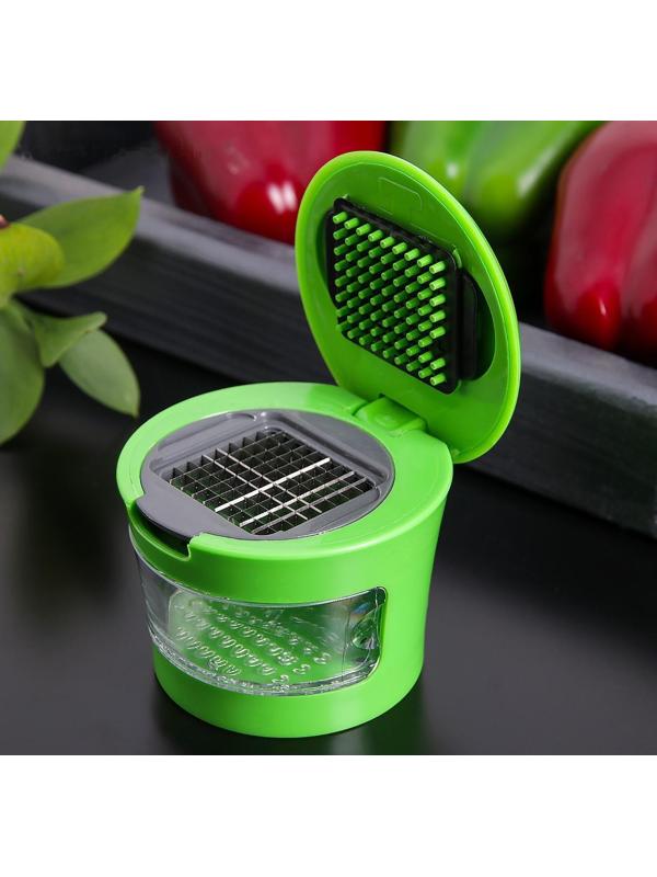 Приспособление для нарезки чеснока «Прино», 2 насадки, 7,5×7,5×6 см, цвет зелёный