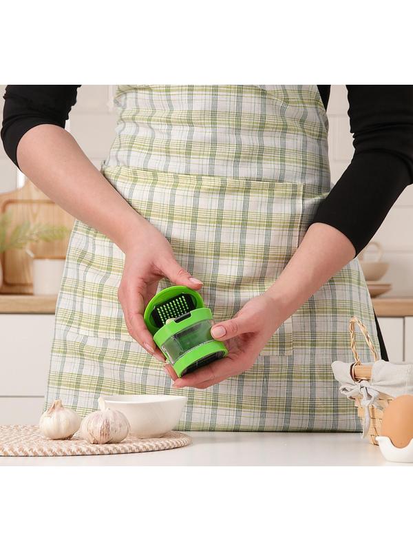 Приспособление для нарезки чеснока «Прино», 2 насадки, 7,5×7,5×6 см, цвет зелёный