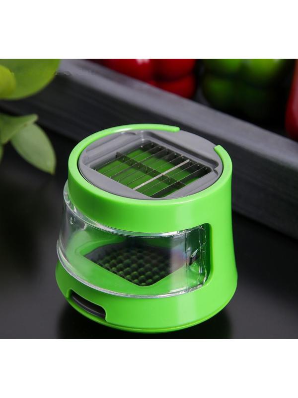 Приспособление для нарезки чеснока «Прино», 2 насадки, 7,5×7,5×6 см, цвет зелёный