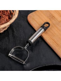 Овощечистка горизонтальная «Помощник», 16 см, цвет хромированный, чёрный