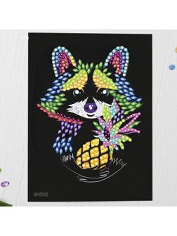 Мозаика стразами «Енот с ананасом»