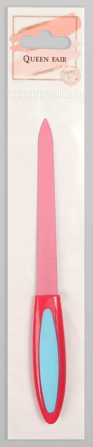 Пилка металлическая для ногтей, прорезиненная ручка, 14 см, цвет МИКС