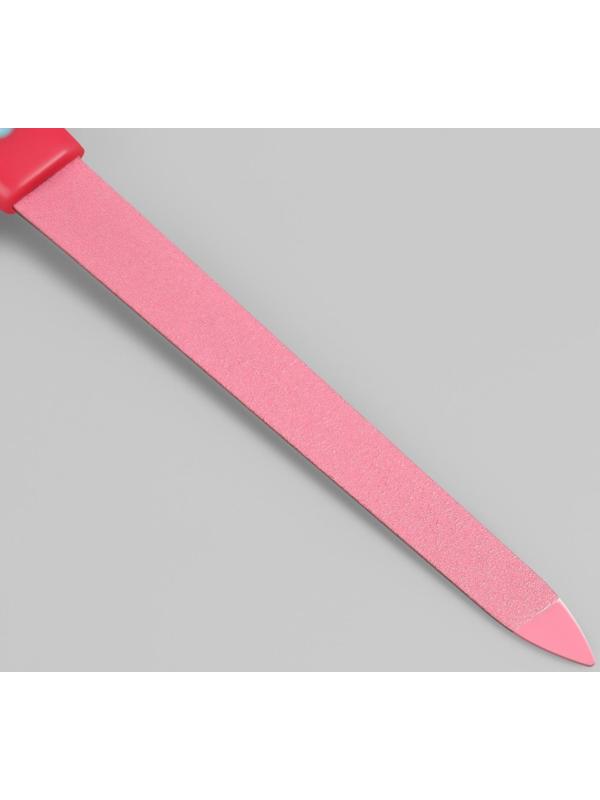 Пилка металлическая для ногтей, прорезиненная ручка, 14 см, цвет МИКС