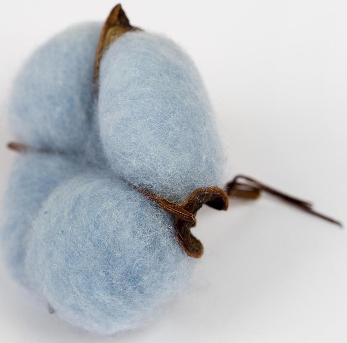 Сухие цветы хлопка, набор 3 шт., размер 1 шт. 6 × 6 см, цвет голубой