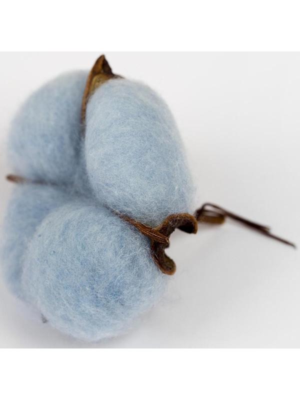 Сухие цветы хлопка, набор 3 шт., размер 1 шт. 6 × 6 см, цвет голубой