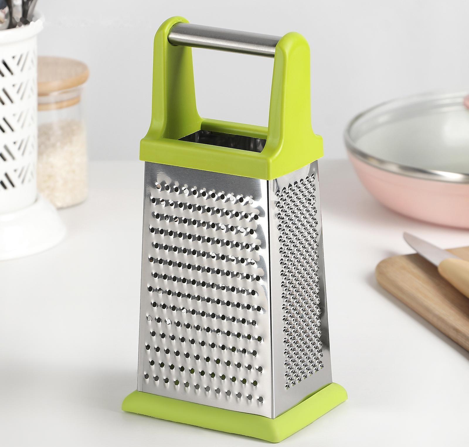 Тёрка четырёхгранная Доляна «Энергия», 10×8×20 см, прорезиненное дно, цвет МИКС