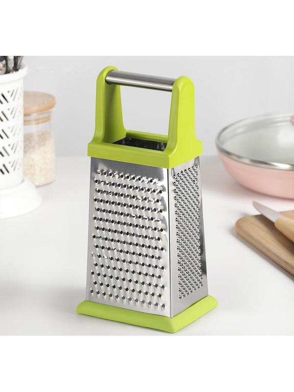 Тёрка четырёхгранная Доляна «Энергия», 10×8×20 см, прорезиненное дно, цвет МИКС