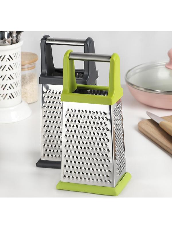 Тёрка четырёхгранная Доляна «Энергия», 10×8×20 см, прорезиненное дно, цвет МИКС