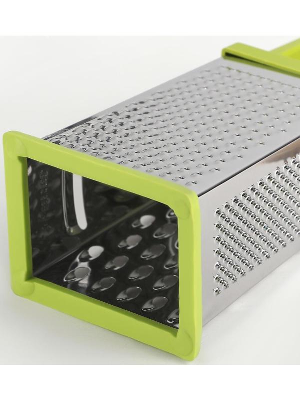 Тёрка четырёхгранная Доляна «Энергия», 10×8×20 см, прорезиненное дно, цвет МИКС