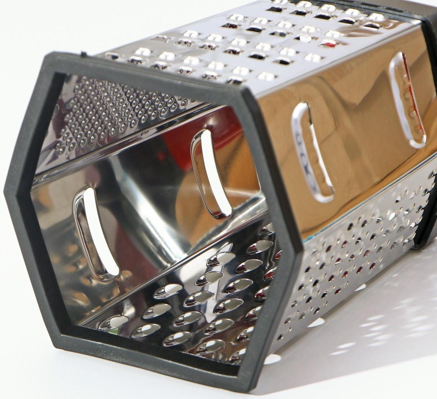 Тёрка шестигранная Доляна «Нео», 13×10×21 см, прорезиненное дно, цвет чёрный, красный