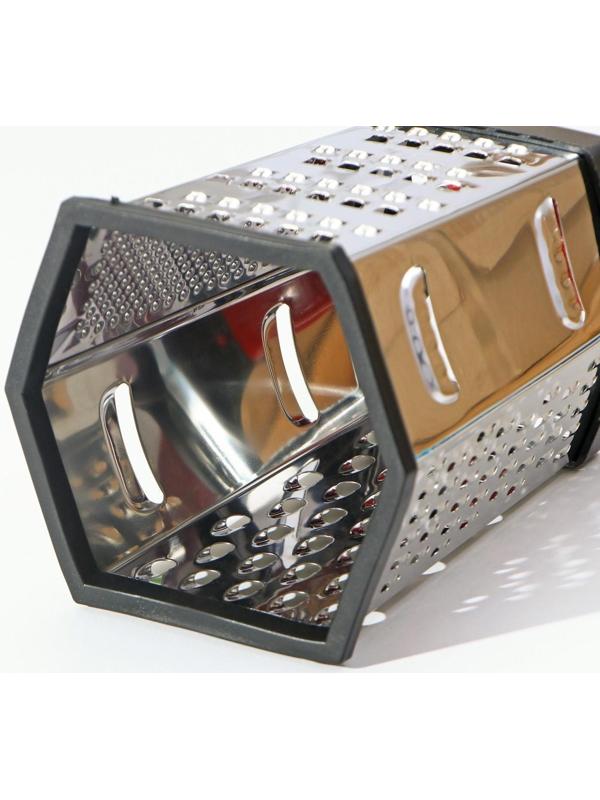 Тёрка шестигранная Доляна «Нео», 13×10×21 см, прорезиненное дно, цвет чёрный, красный