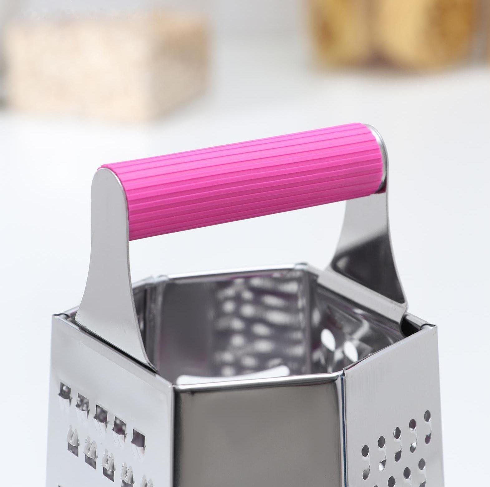 Тёрка шестигранная «Палитра», 11×12×19 см, прорезиненная ручка, цвет МИКС