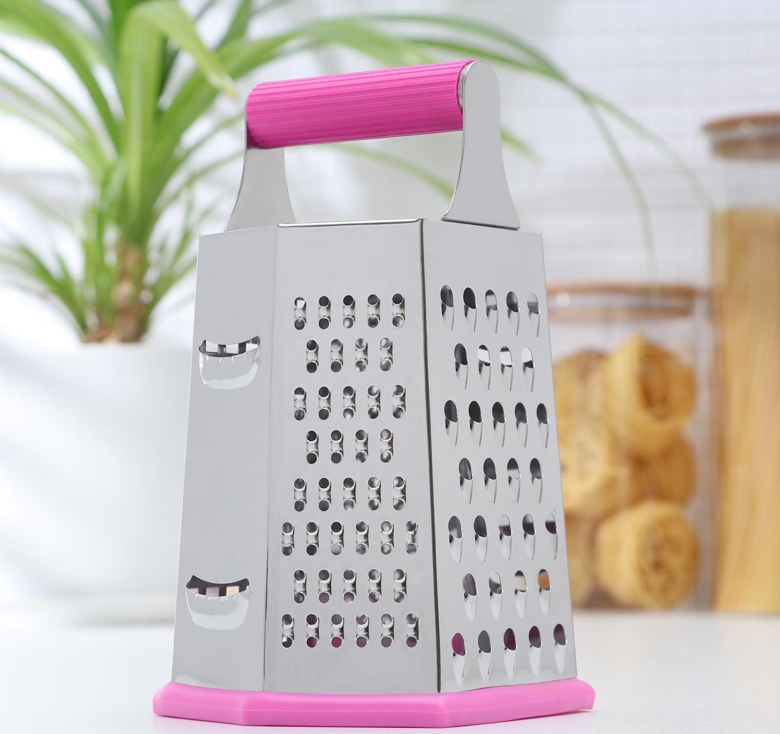 Тёрка шестигранная «Палитра», 11×12×19 см, прорезиненная ручка, цвет МИКС