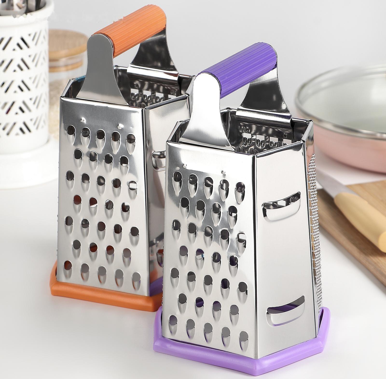 Тёрка шестигранная «Палитра», 11×12×19 см, прорезиненная ручка, цвет МИКС