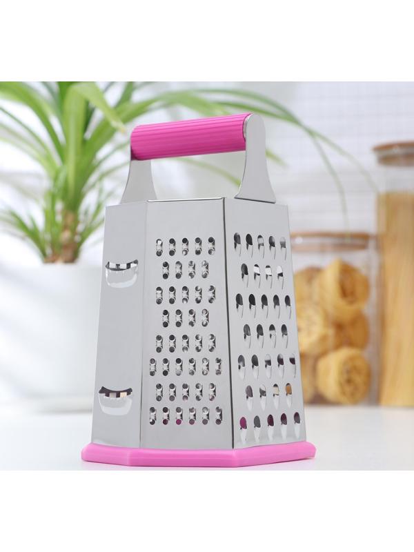 Тёрка шестигранная «Палитра», 11×12×19 см, прорезиненная ручка, цвет МИКС