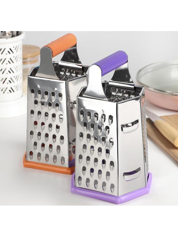 Тёрка шестигранная «Палитра», 11×12×19 см, прорезиненная ручка, цвет МИКС