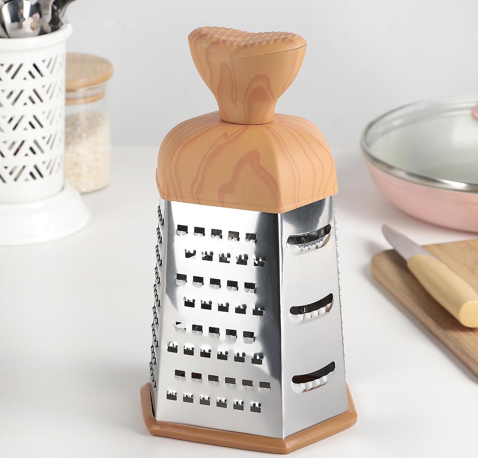 Тёрка шестигранная «Деревенька», 22×13 см, цвет коричневый