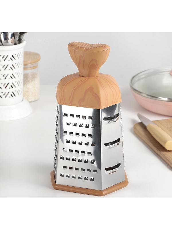 Тёрка шестигранная «Деревенька», 22×13 см, цвет коричневый