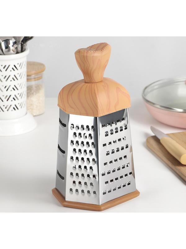 Тёрка шестигранная «Деревенька», 22×13 см, цвет коричневый