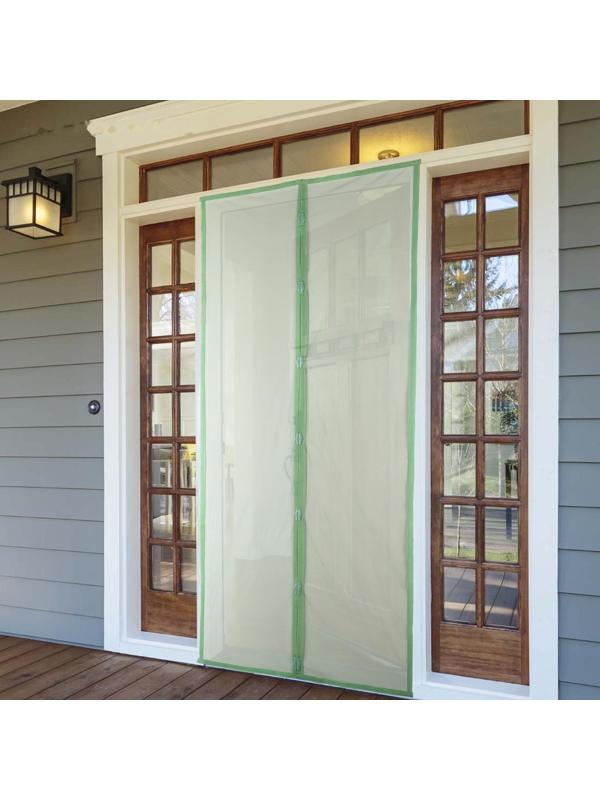 Сетка антимоскитная на магнитах для защиты от насекомых, 90×210 см, цвет зелёный