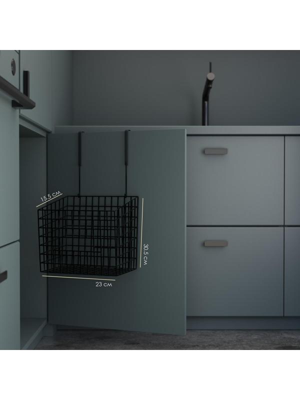 Корзина подвесная Доляна, 23×15,5×30,5 см, цвет чёрный