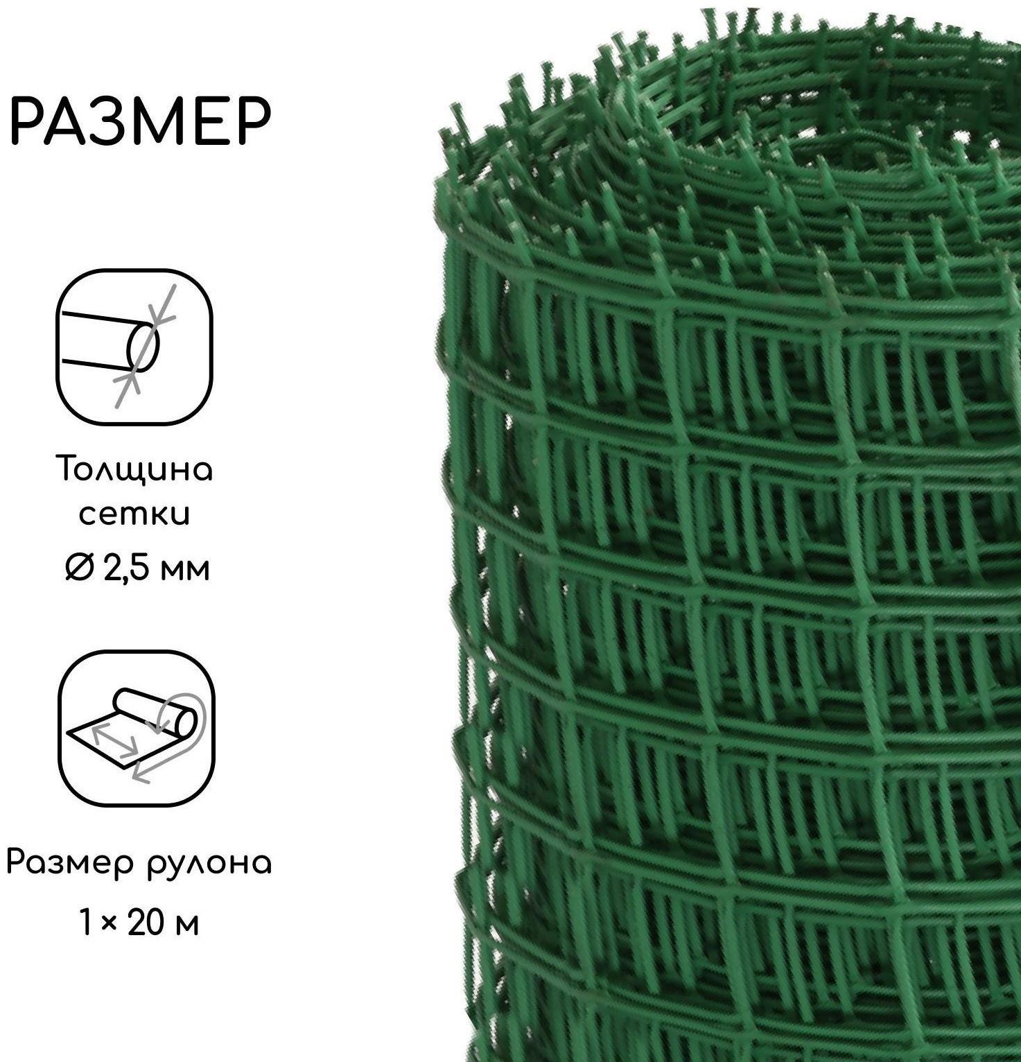 Сетка садовая, 1 × 20 м, ячейка 50 × 50 мм, зелёная, Greengo