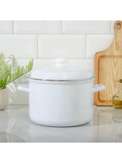 Кастрюля цилиндрическая, 6 л, без деколи, индукция, цвет белый