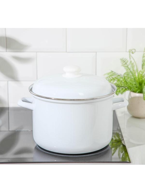 Кастрюля цилиндрическая, 6 л, без деколи, индукция, цвет белый