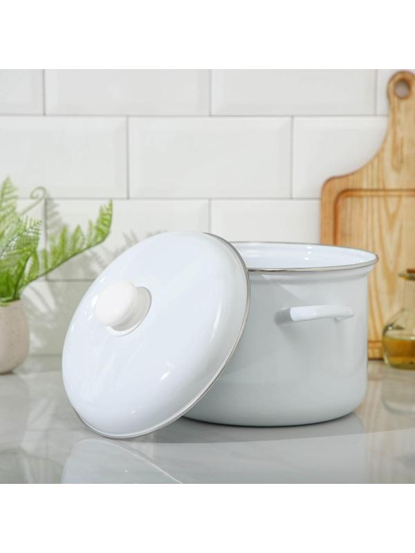 Кастрюля цилиндрическая, 6 л, без деколи, индукция, цвет белый