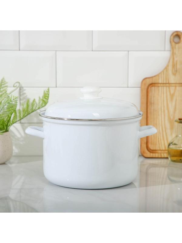 Кастрюля цилиндрическая, 6 л, без деколи, индукция, цвет белый