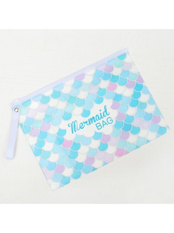 Косметичка для купальника, отдел на зип-локе, цвет белый / голубой