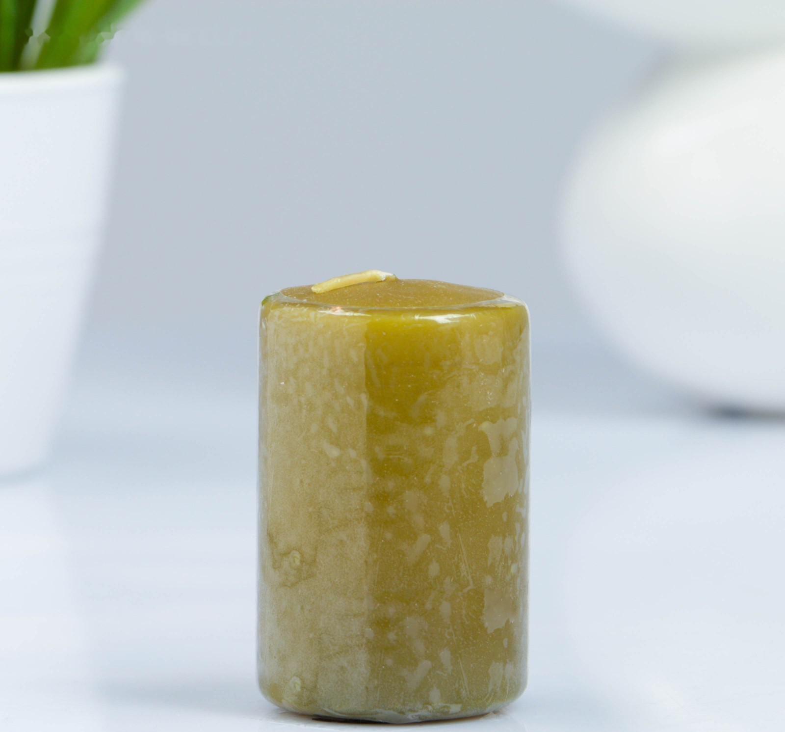 Свеча - цилиндр, 4×6 см, 9 ч, оливковая